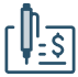 Icon illustration of a bank check and pen